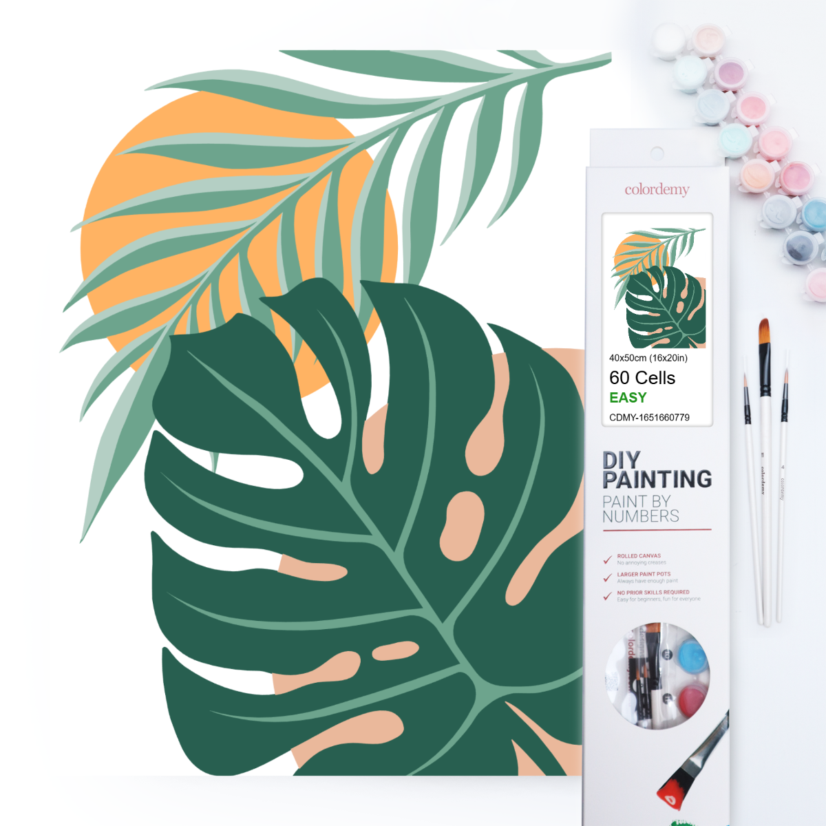 40x50cm Paint by Numbers Kit: Monstera Majesty: Leaf of Elegance