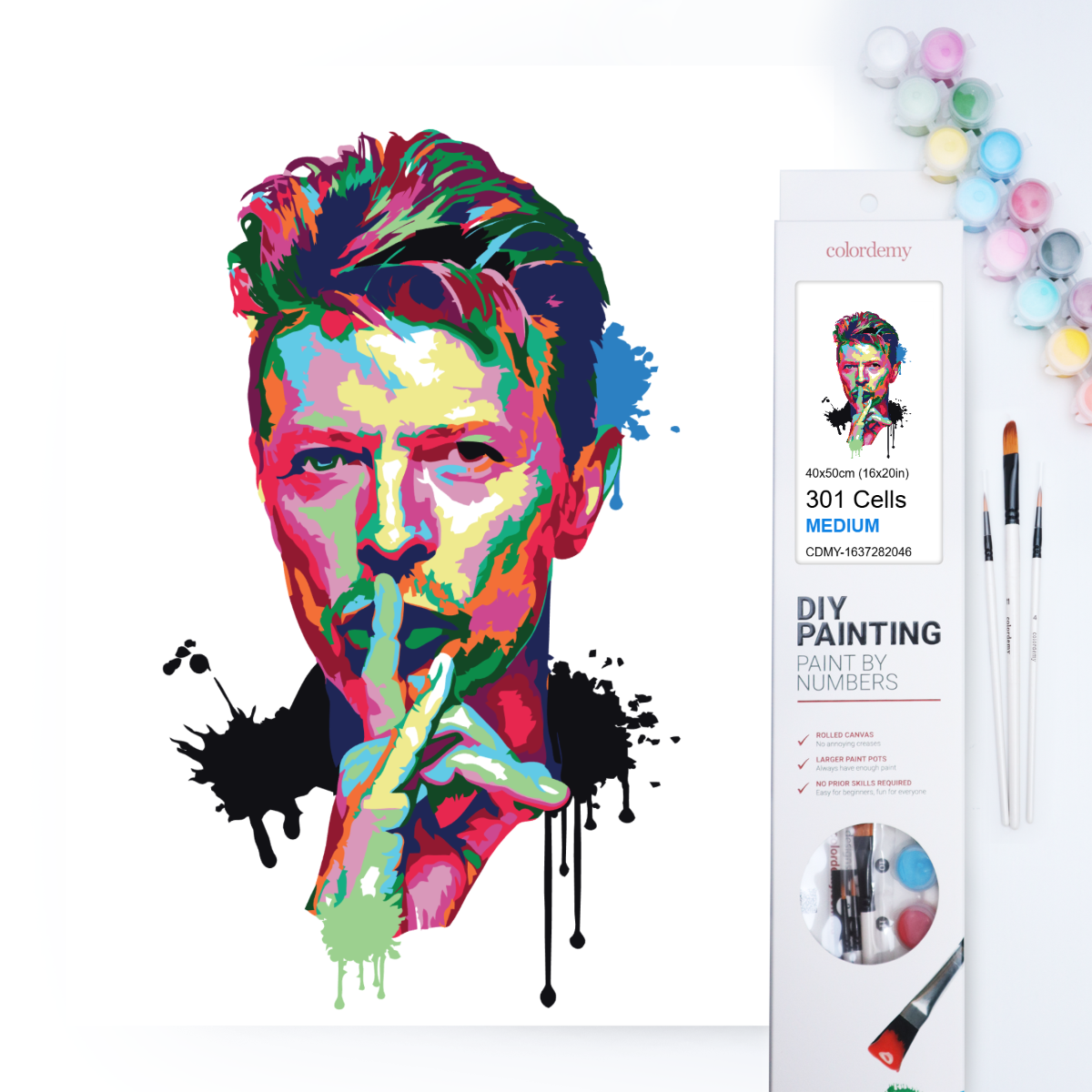 40x50cm Paint by Numbers kit: Bowie's Brilliance: Abstract and Colourful