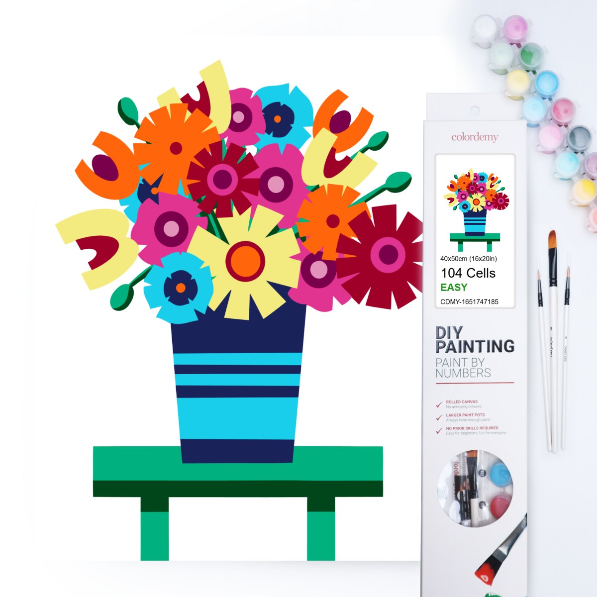 40x50cm Paint by Numbers kit: Blossom Burst: Colourful Flower Vase