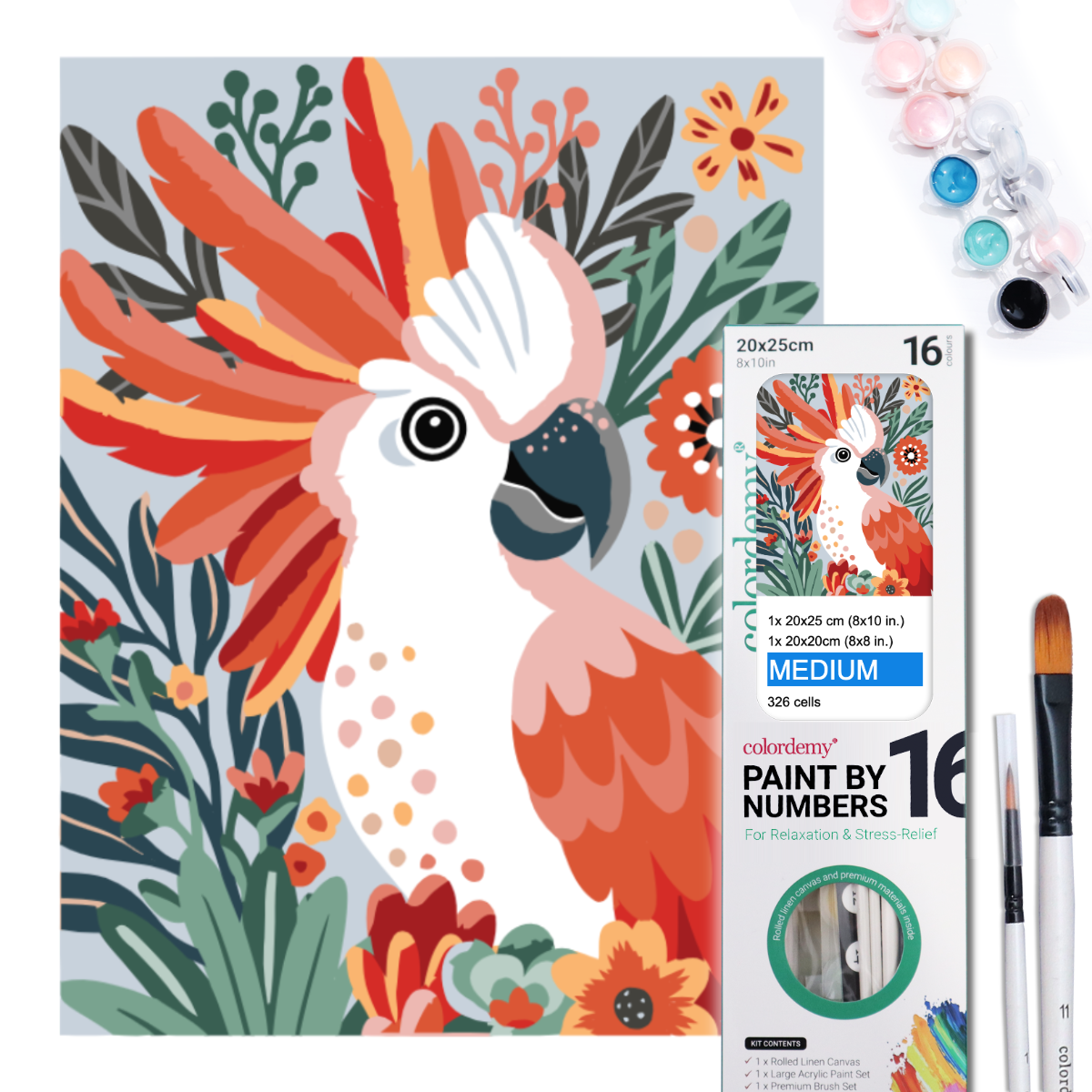 2-in-1 Paint by Numbers Kit - Rolled Canvases (20x25cm & 20x20cm), 16 Colours (undefined)