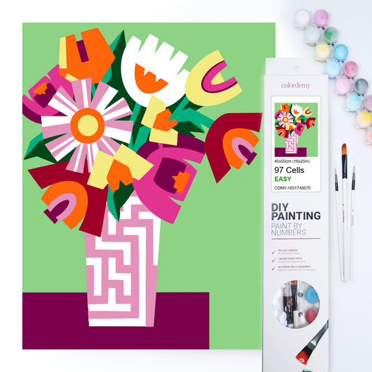40x50cm Paint by Numbers kit:  Vibrant Blooms: Colourful Flower Vase