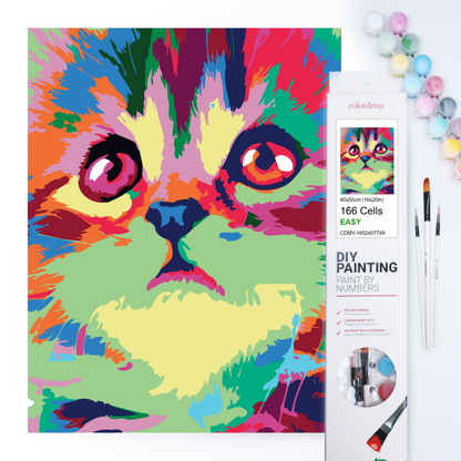 40x50cm Paint by Numbers kit: Mystical Whiskers: Closeup Abstract Cat Face