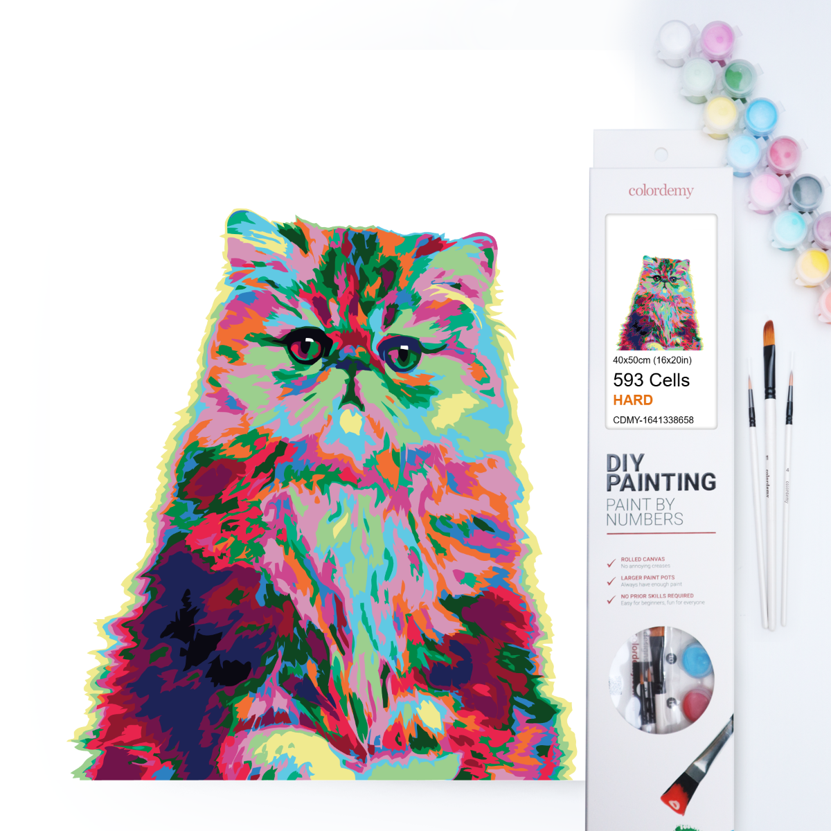 40x50cm Paint by Numbers kit:  Elegance Unleashed: Abstract Persian Cat