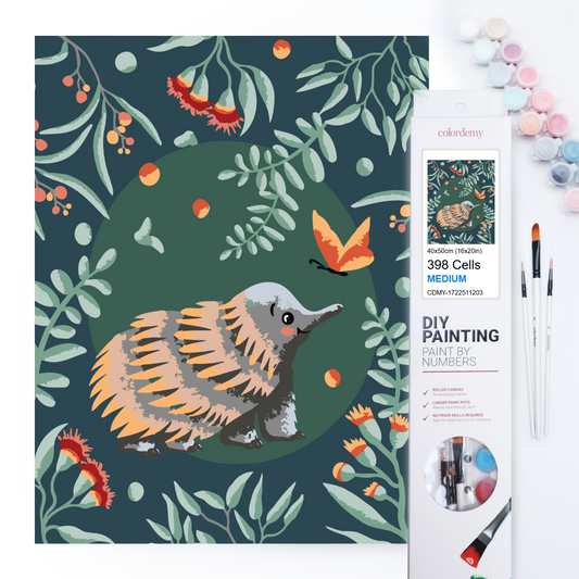 40x50cm Paint by Numbers Kit - Rolled Canvases, 16 Colours (Australian Natives & Friends - Echidna)