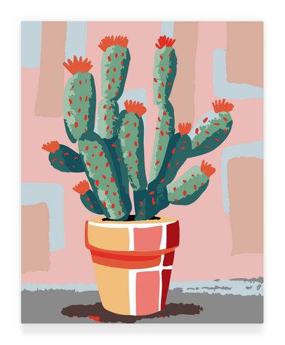 40x50cm Paint by Numbers Kit: Cactus pot paint by numbers kit in Matisse style