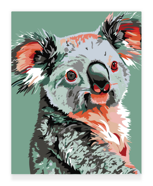 20x25cm Koala portrait paint by numbers - 16 colours