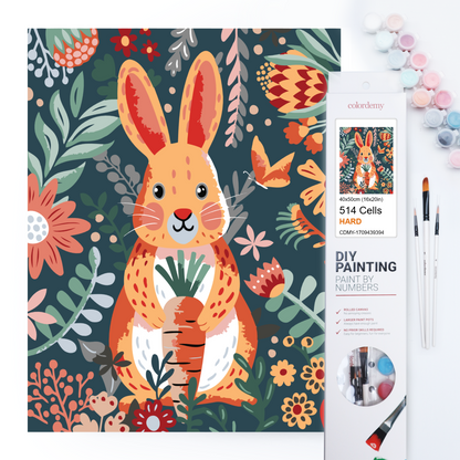 40x50cm DIY Paint by Numbers Kit: Easter Delight - Rabbit and Carrot Wonderland
