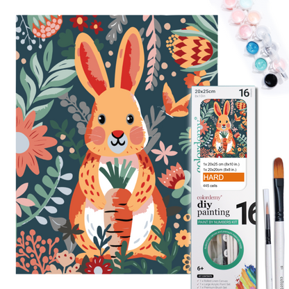 2-in-1 Paint by Numbers Kit - Rolled Canvases (20x25cm & 20x20cm), 16 Colours (Hue & Whimsy - Bunny)