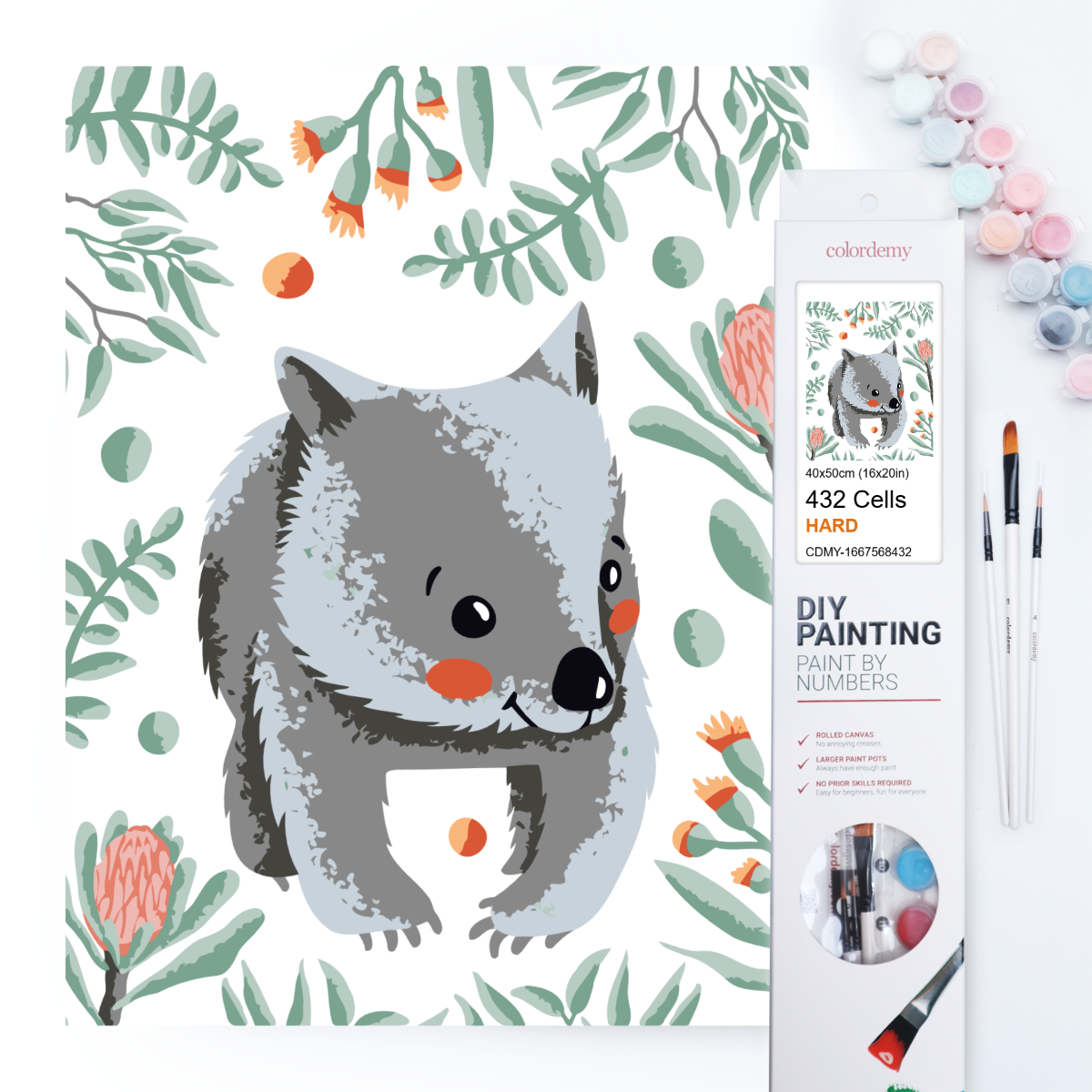 40x50cm Paint by Numbers Kit: Wombat's Woodland Charm