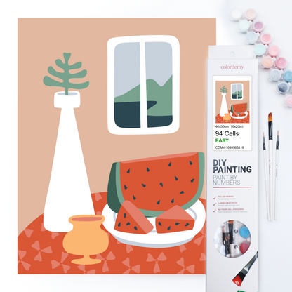 40x50cm Paint by Numbers Kit:  Coffee Table Serenity: Minimalist Still Life