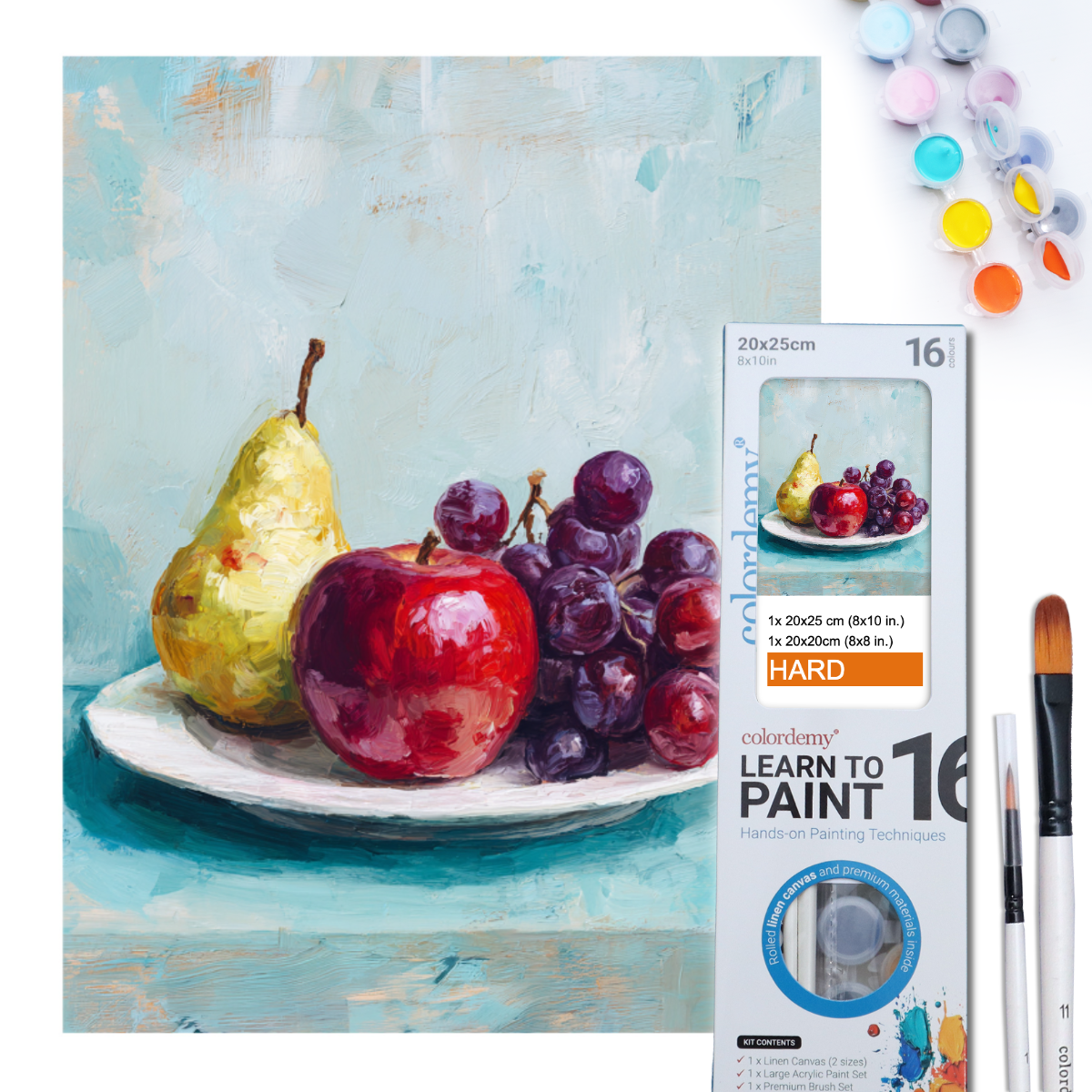 Learn to Paint Kit (Fruits - Pear + Apple + Grapes)