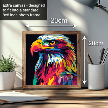 2-in-1 Paint by Numbers Kit - Rolled Canvases (20x25cm & 20x20cm), 16 Colours (Bold In Black - Eagle)