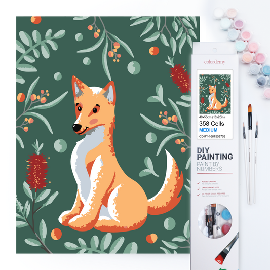 40x50cm Paint by Numbers kit: Leafy Outback: Simple Dingo