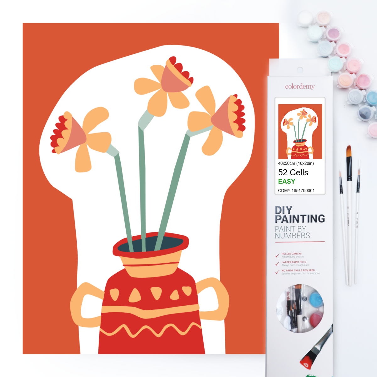 40x50cm Paint by Numbers Kit - Rolled Canvases, 16 Colours (Funkies - Vase)