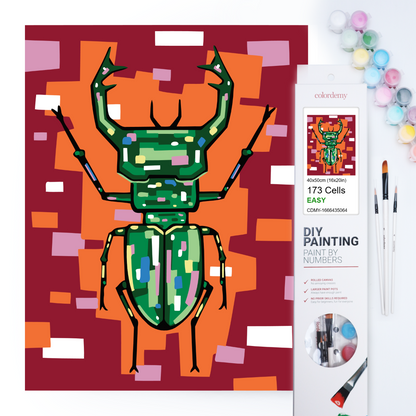 40x50cm Paint by Numbers Kit: Radiant Stag: Colourful Warm Stag Beetle