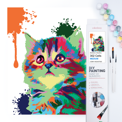 40x50cm Paint by Numbers kit: Playful Palette: Colourful Abstract Cute Cat