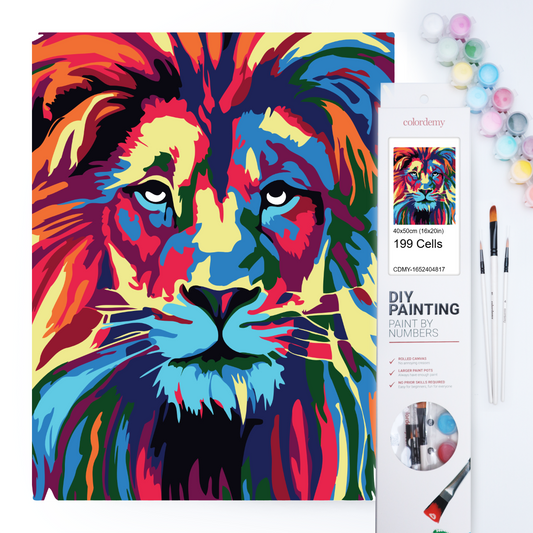 40x50cm Paint by Numbers Kit: Majestic Mane: Abstract Lion Portrait Paint by Numbers Kit!