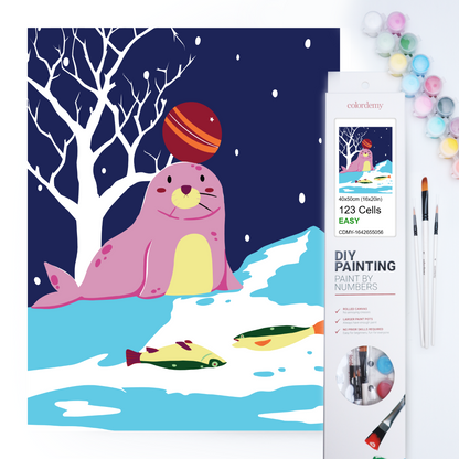 40x50cm Paint by Numbers Kit: Snowy Serenity: Pink Simple Seal