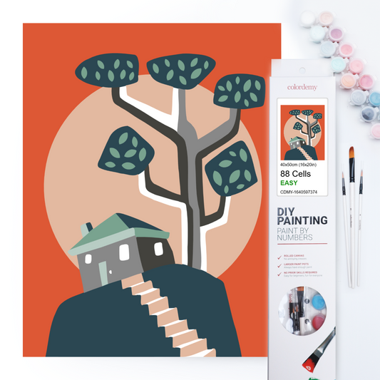 40x50cm Paint by Numbers Kit - Rolled Canvases, 16 Colours (Funkies - House on The Hill)