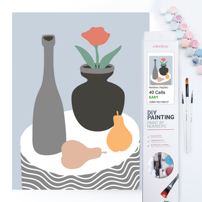40x50cm Paint by Numbers Kit:  Minimalist Elegance: Grey Coffee Table with Vase and Fruits
