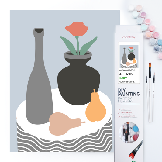 40x50cm Paint by Numbers Kit:  Minimalist Elegance: Grey Coffee Table with Vase and Fruits