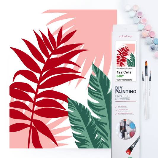 40x50cm Paint by Numbers Kit: Leaves of Contrast: Red and Green Beauty
