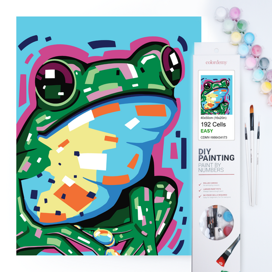 40x50cm Paint by Numbers kit: Froggy Fantasia: Dive into a World of Colour.