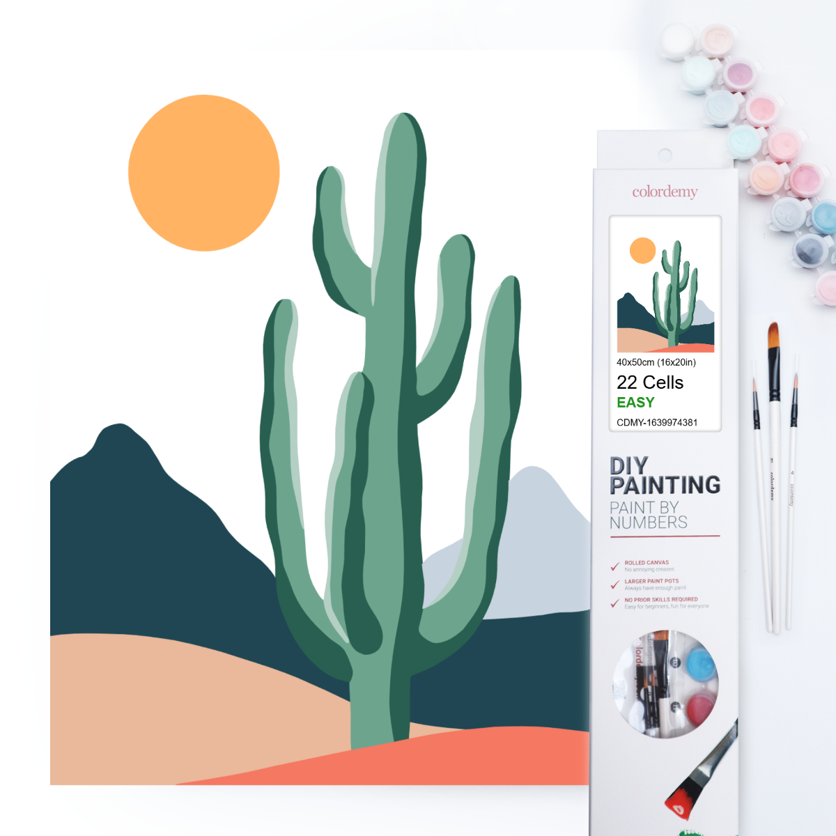 40x50cm Paint by Numbers Kit: Minimalist Desert: Tall Cactus