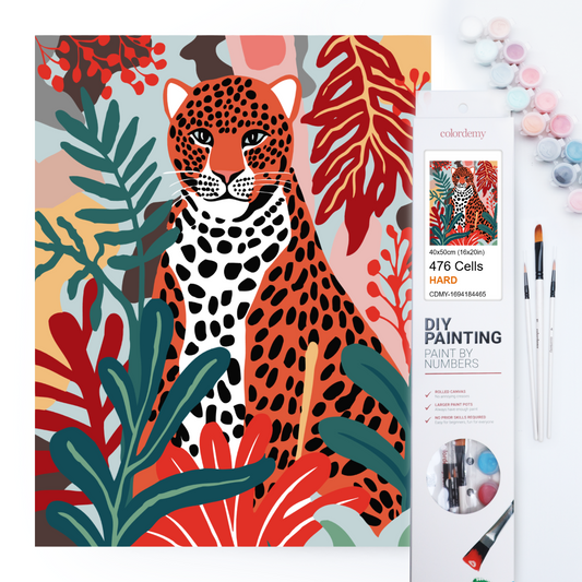 40x50cm Paint by Numbers Kit: Leopard Elegance in Matisse Hues