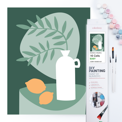 40x50cm Paint by Numbers Kit: Tabletop Serenity: Minimalist White Vase with Plant