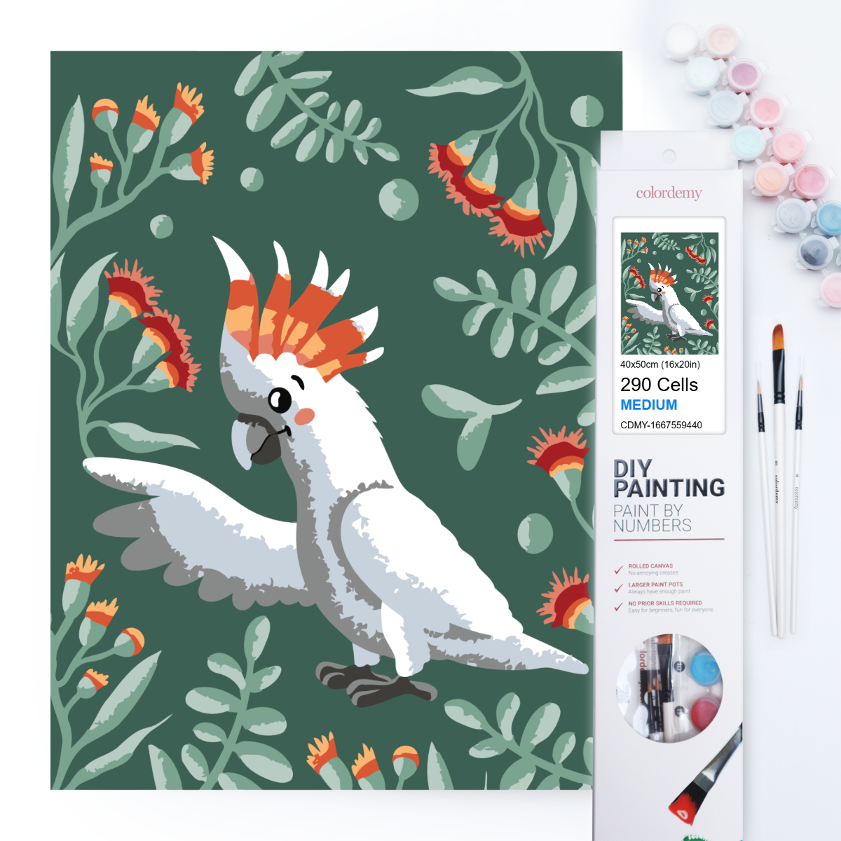 40x50cm Paint by Numbers Kit: Floral Fantasy: Enchanting Cockatoo