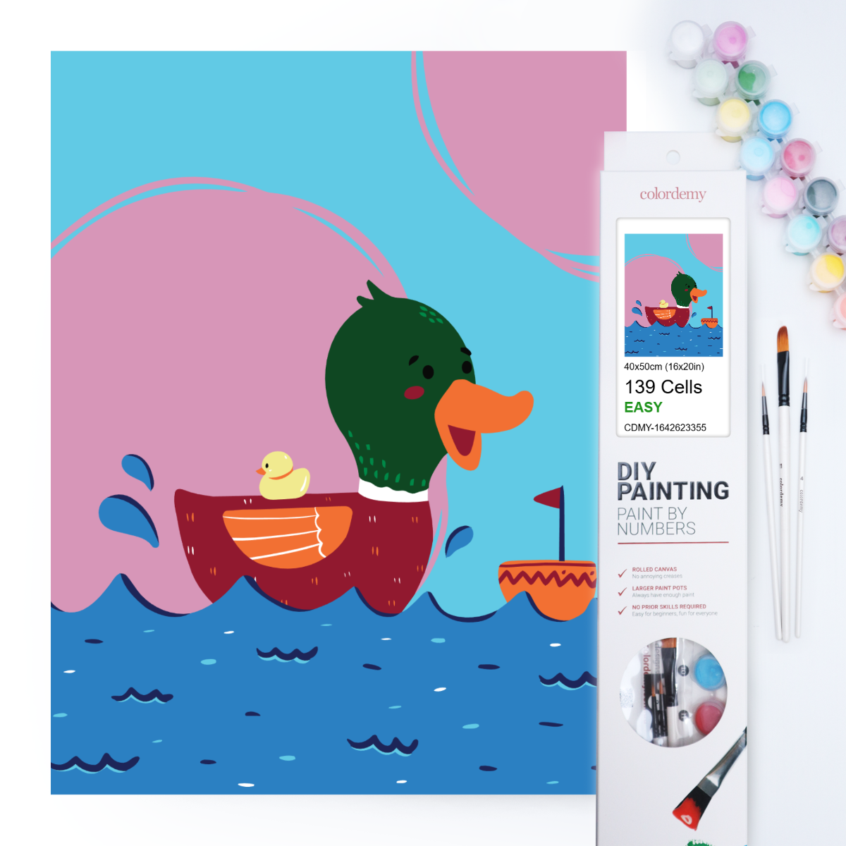 40x50cm Paint by Numbers Kit: Maternal Magic: Colourful Mother Duck