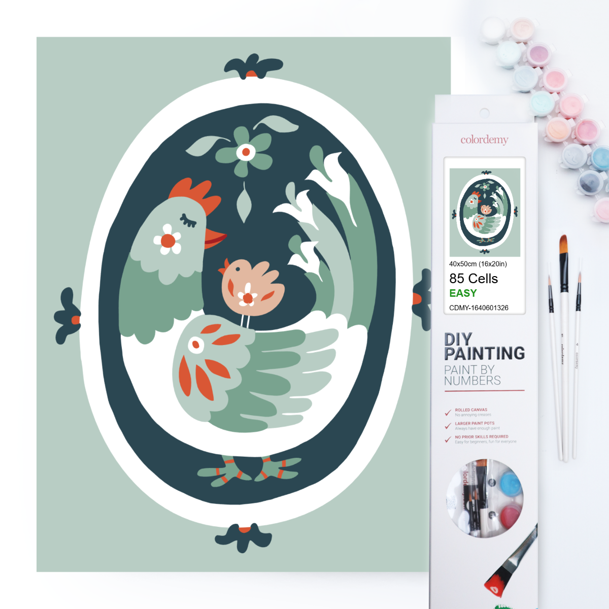 40x50cm Paint by Numbers Kit - Rolled Canvases, 16 Colours (Funkies- Mother & Daughter)