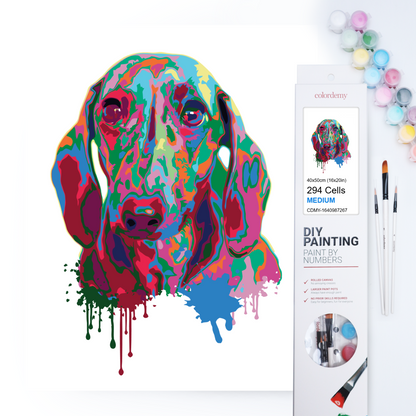 40x50cm Paint by Numbers kit: Vivid Play: Colourful Splash Dog