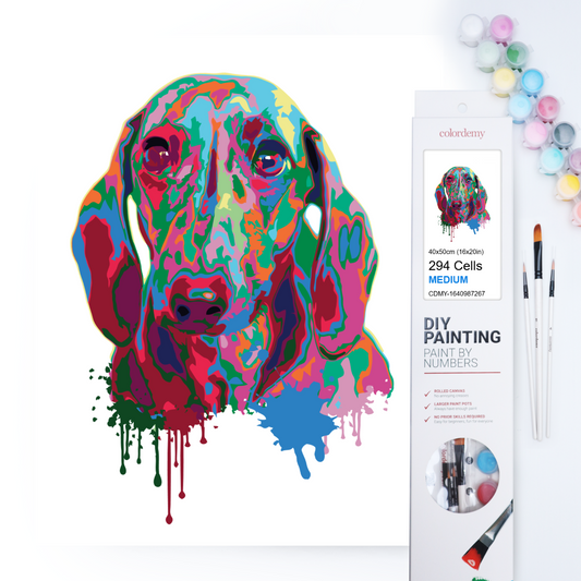 40x50cm Paint by Numbers kit: Vivid Play: Colourful Splash Dog