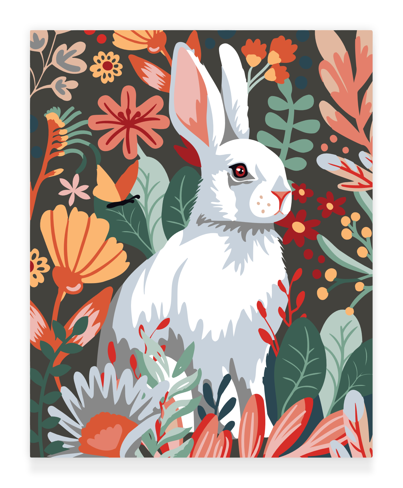 40x50cm Paint by Numbers Kit: Floral Elegance - White Rabbit Portrait