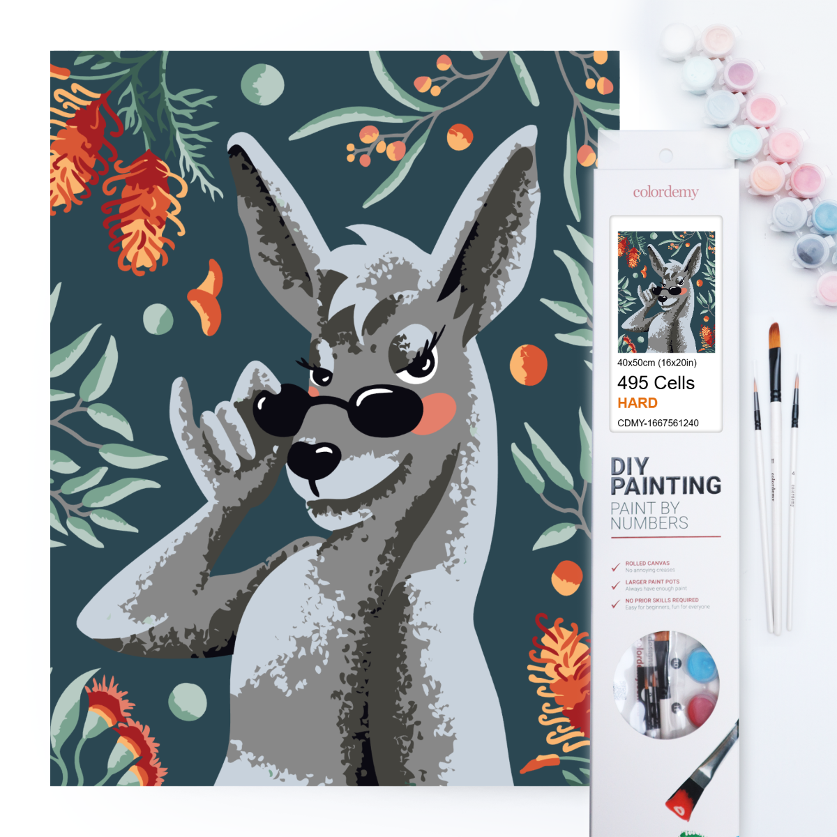 40x50cm Paint by Numbers Kit: Cool Kangaroo with Glasses