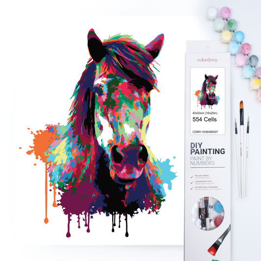 40x50cm Paint by Numbers Kit: Equestrian Elegance: Horse Abstract Splash Art