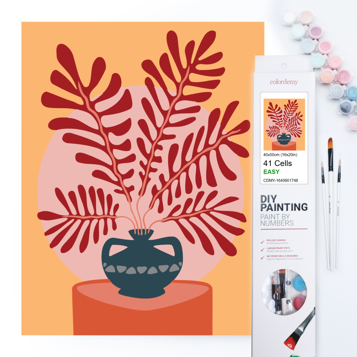 40x50cm Paint by Numbers Kit: Slate Elegance: Minimalist Vase with Large Plant