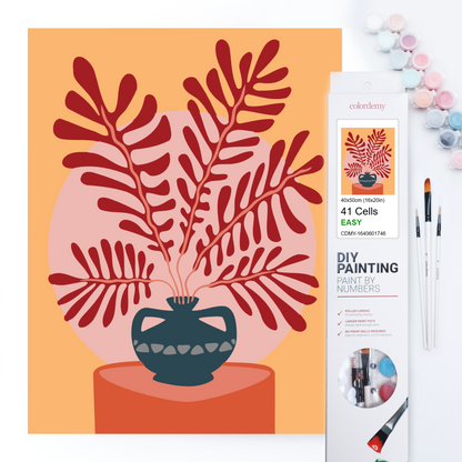 40x50cm Paint by Numbers Kit: Slate Elegance: Minimalist Vase with Large Plant