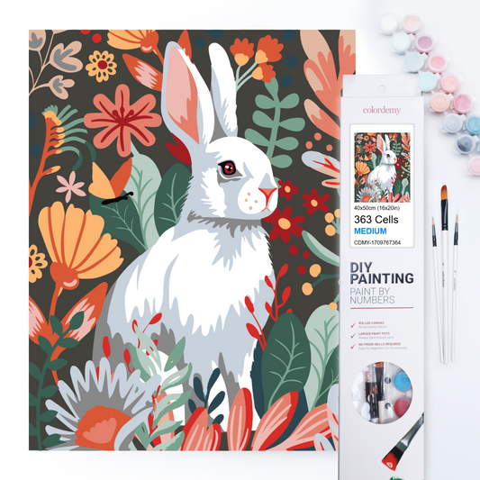 40x50cm Paint by Numbers Kit: Floral Elegance - White Rabbit Portrait