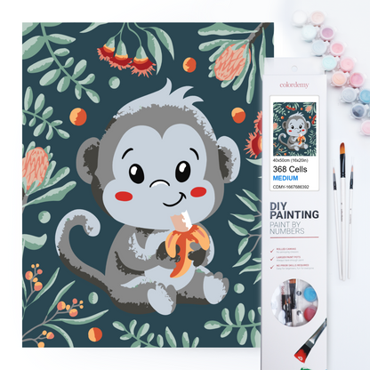 40x50cm Paint by Numbers Kit: Banana Bliss: Simple Monkey with Leafy Background