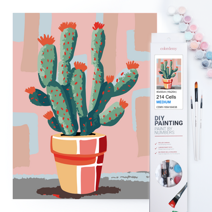 40x50cm Paint by Numbers Kit: Cactus pot paint by numbers kit in Matisse style