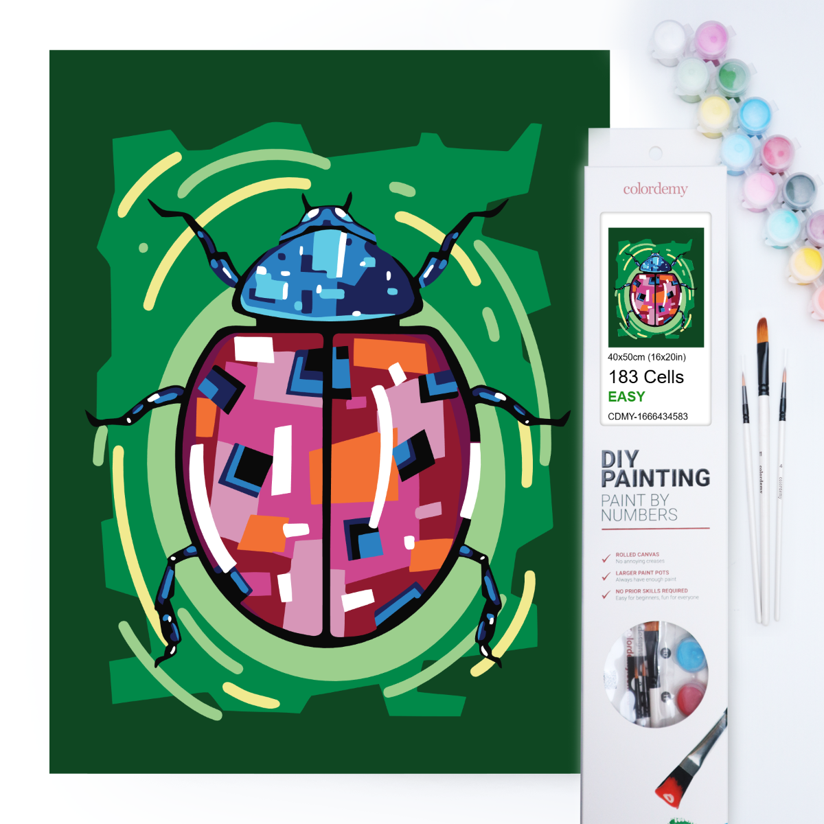 40x50cm Paint by Numbers Kit: Colourful Ladybug - Artistry with a Pop of Colour