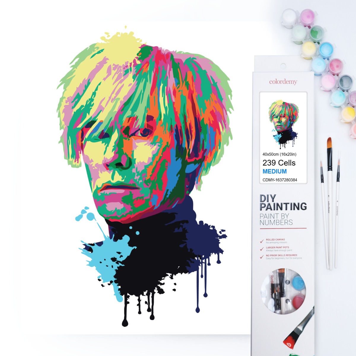 40x50cm Paint by Numbers kit: Warhol Inspired: Abstract Splash Portrait