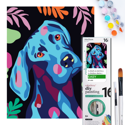 2-in-1 Paint by Numbers Kit - Rolled Canvases (20x25cm & 20x20cm), 16 Colours (Proud Little Paws - Beagle)