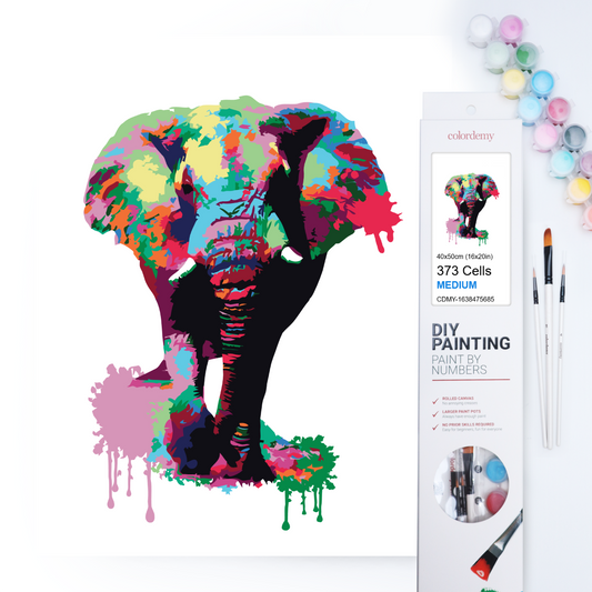 40x50cm Paint by Numbers Kit:  Safari Spectacle: Vibrant Splash Elephant