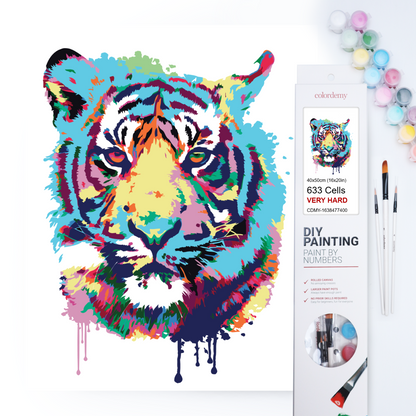 40x50cm Paint by Numbers Kit: Vibrant Roar: Abstract Tiger Portrait Paint by Numbers Kit!