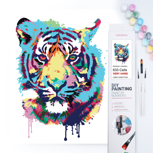 40x50cm Paint by Numbers Kit: Vibrant Roar: Abstract Tiger Portrait Paint by Numbers Kit!