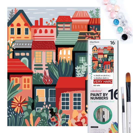 2-in-1 Paint by Numbers Kit - Rolled Canvases (20x25cm & 20x20cm), 16 Colours (Hue & Whimsy - undefined)